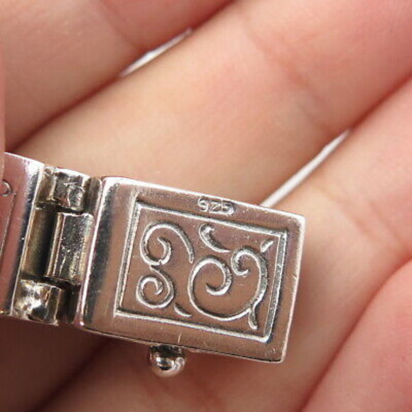 925 Sterling Silver Vintage Spiga/Wheat Link Heavy Bangle Bracelet 7.75" - Picture 7 of 8